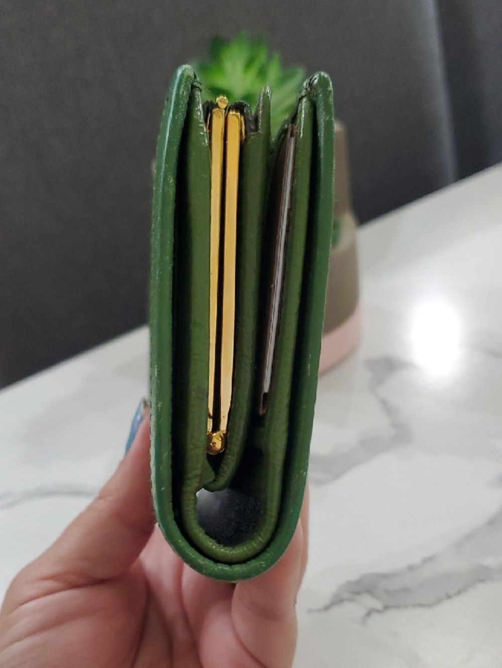 🇮🇹Bvlgari Doppio Tondo Green Leather Snap/Kisslock Wallet💚 - Picture 8 of 16